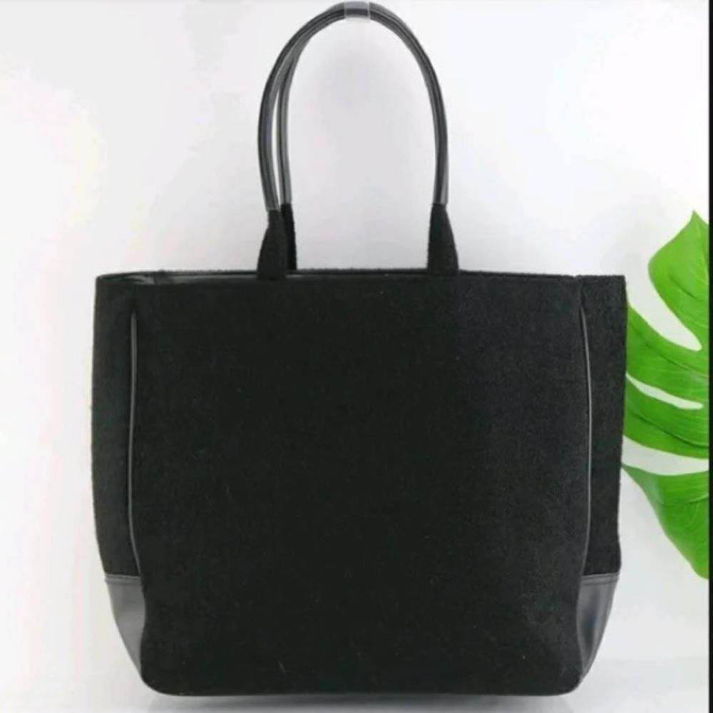 Givenchy Parfums Large Black Wool & Faux Leather Tote Bag Red Lining